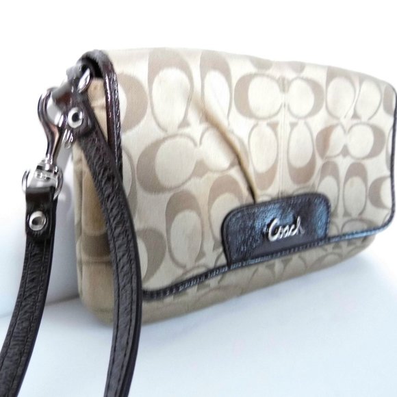 COACH wristlet Jacquard Logo Wallet Purse - Picture 3 of 9